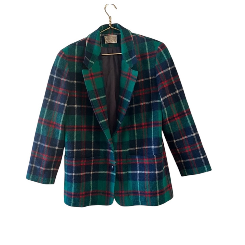 Pendleton Green and Blue Plaid Wool Jacket